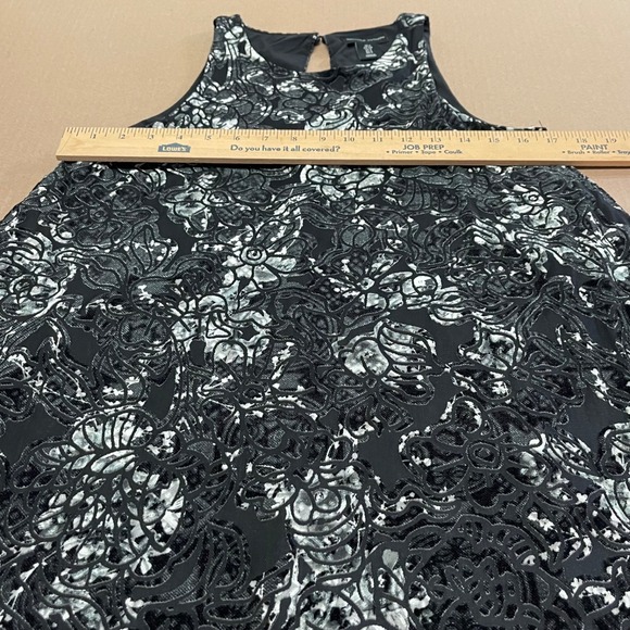 Vintage Adrienne Vittadini Sz Small S/L Burnout Velvet Shift/Trapeze Lined Dress - Picture 5 of 11